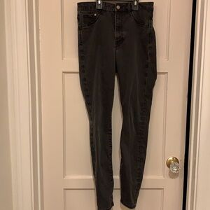 H & M JEGGINS 29/32, DENIM BLACK PREOWNED JEANS